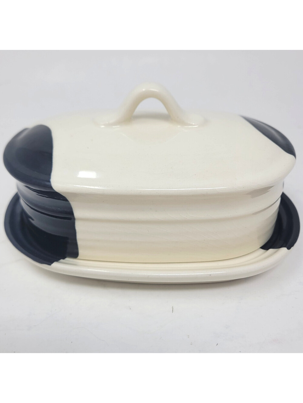 Vintage Metlox California Pottery Holstein Herd Cow Covered Butter Dish MCM